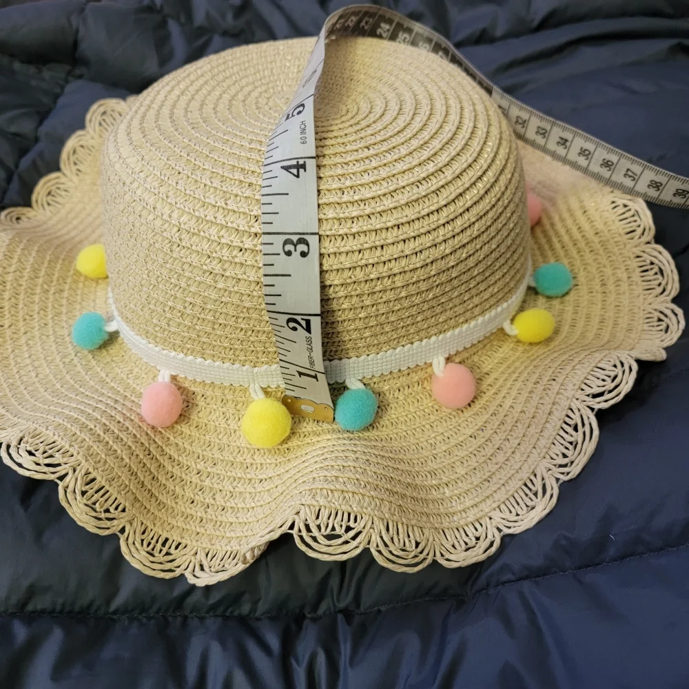 Toddler Straw & Pom Pom Summer Hat & Matching Crossbody Purse Set (One Size)